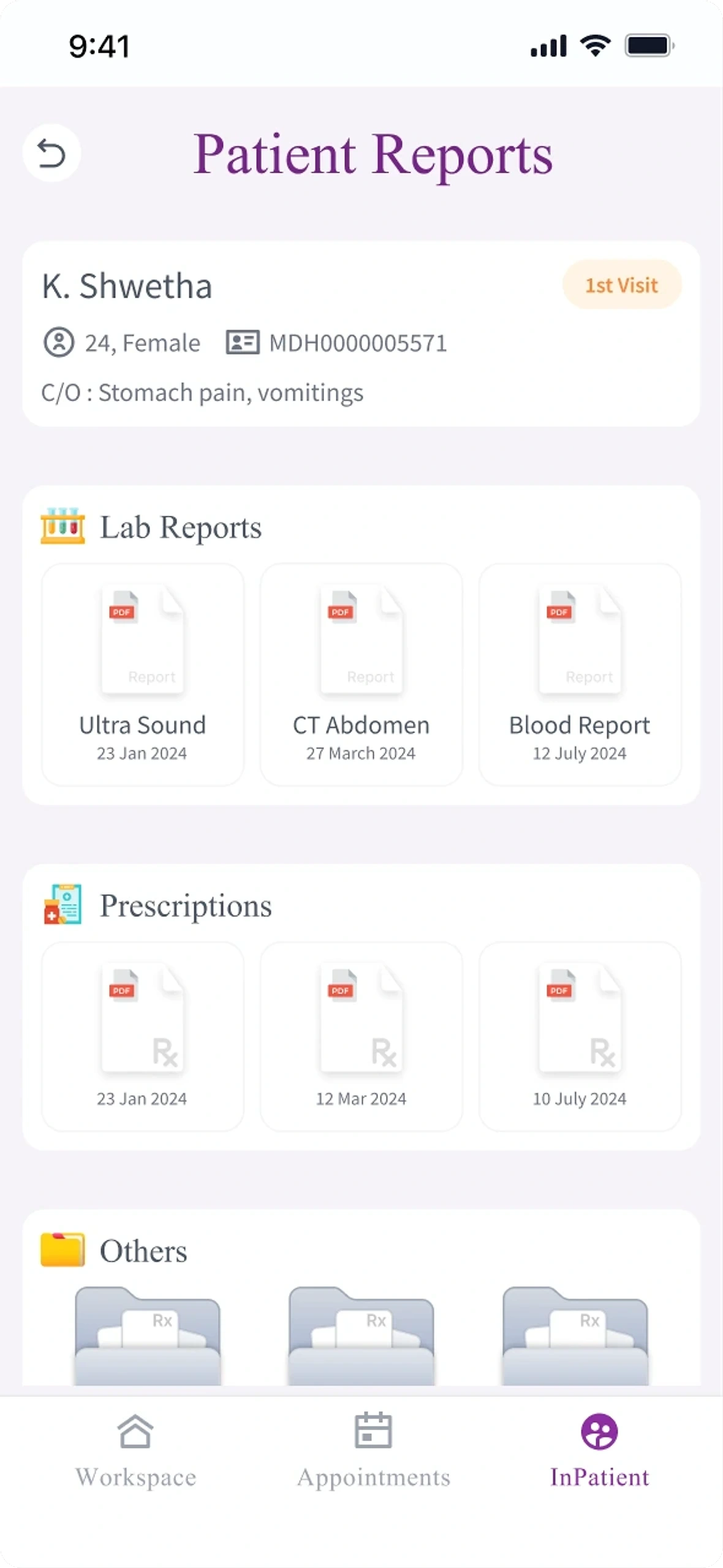 Patient reports in the Synclo patient app