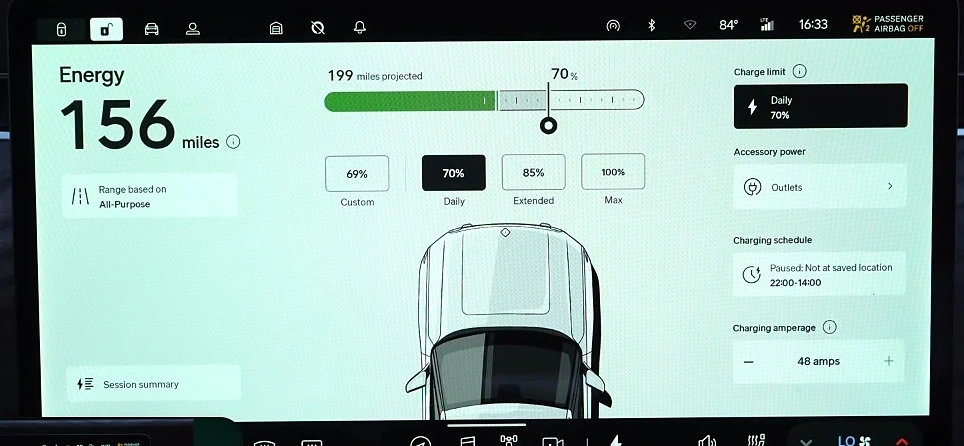 Rivian car screen: range, and the limit you set