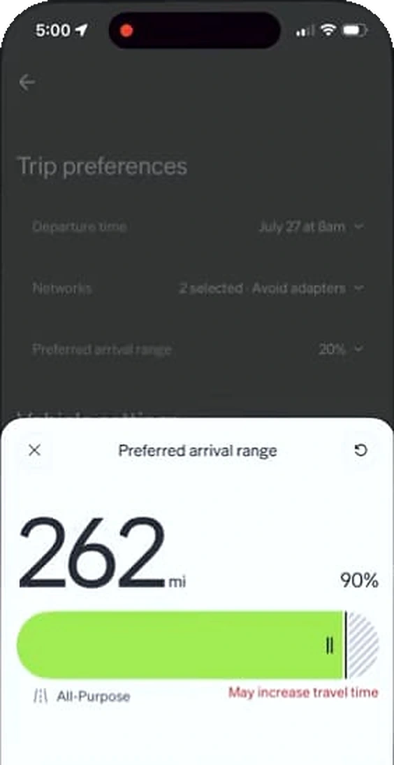 Rivian app: arrive with a margin