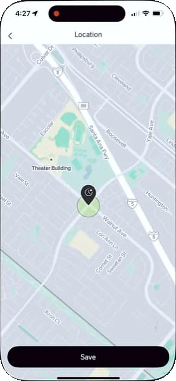 Rivian app: a saved place