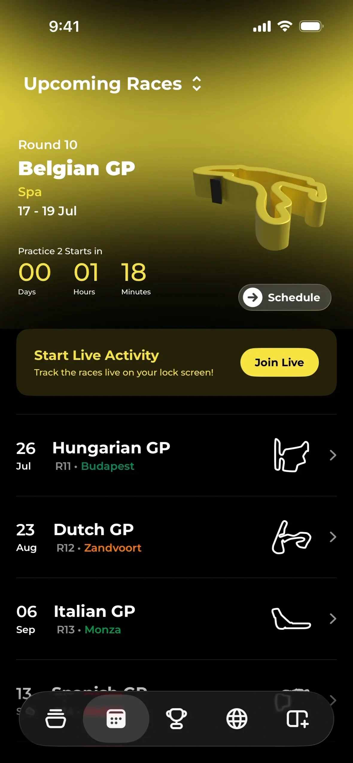 Box Box Club app: countdown to the next one
