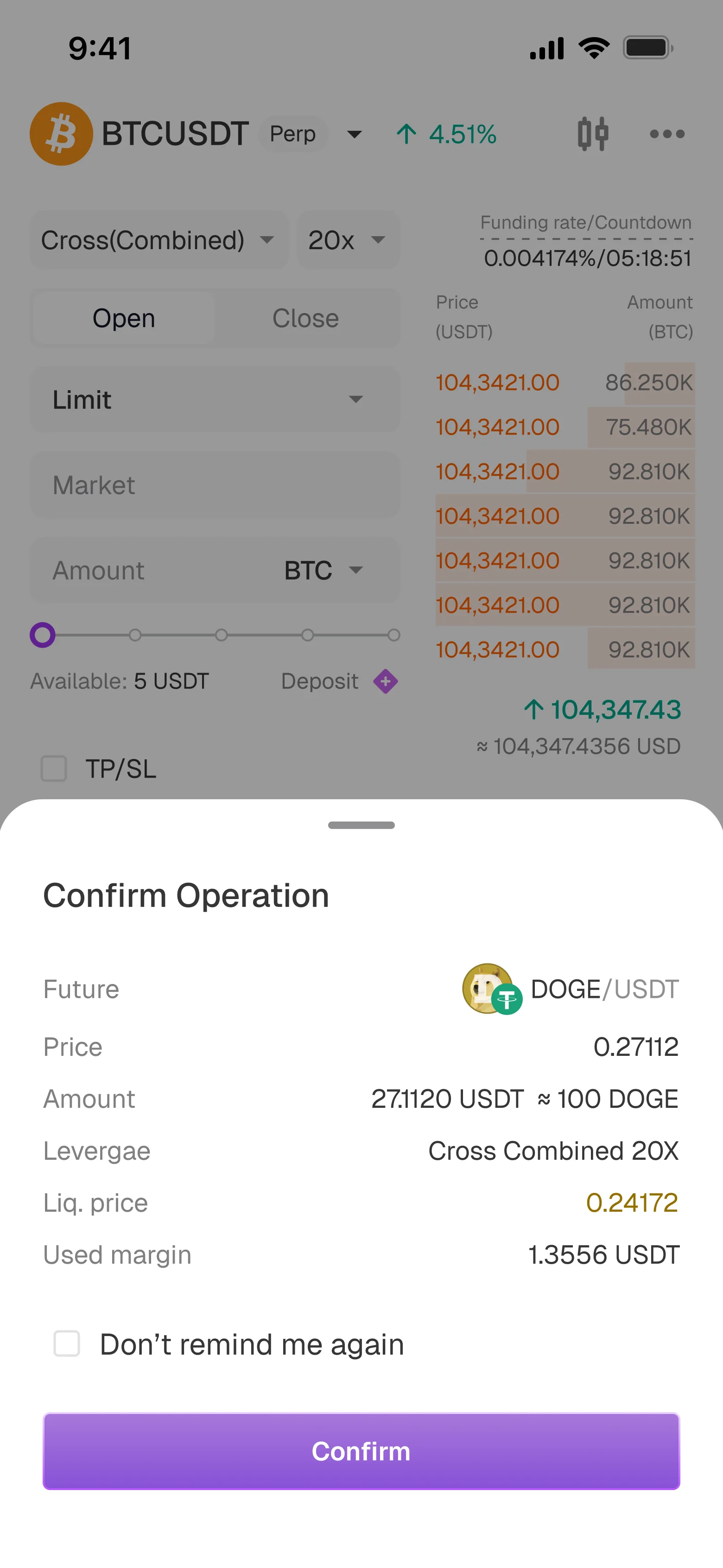 Futures confirmation research screen