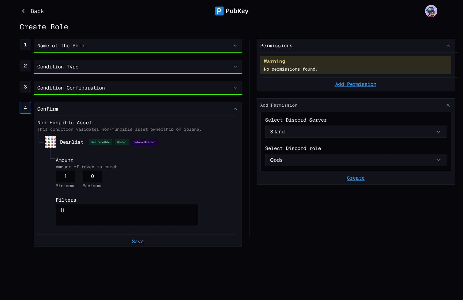 Improved Pubkey role and permission creation flow