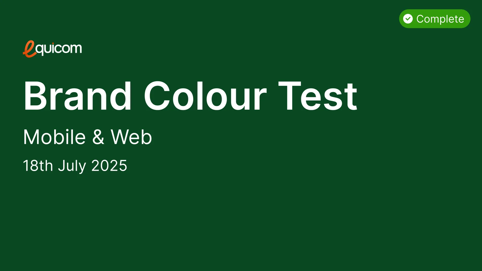 Equicom brand colour test cover for mobile and web