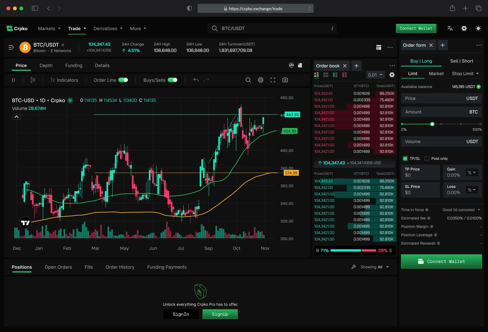 Green dark trading terminal direction