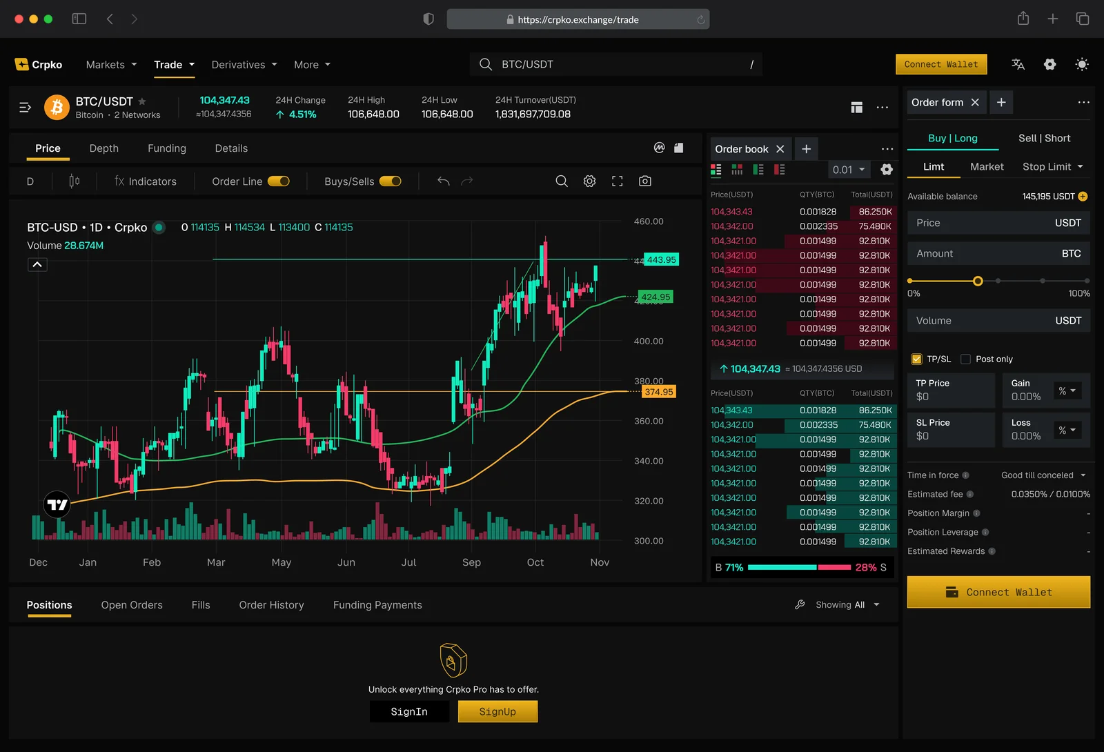 Yellow dark trading terminal direction